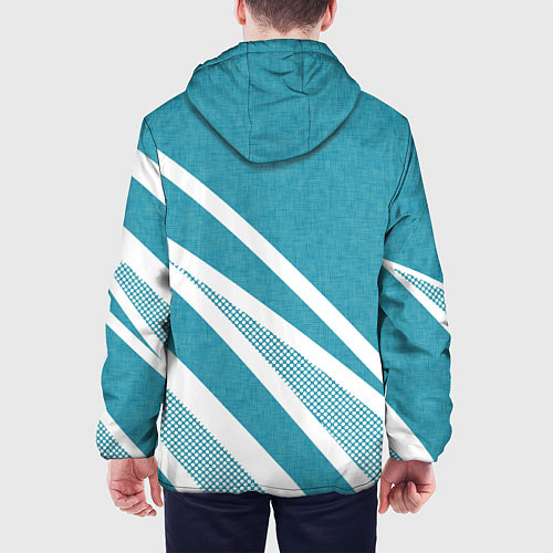 Мужская куртка Бело-голубой абстракция с полосами / 3D-Белый – фото 4
