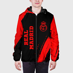 Куртка с капюшоном мужская Real Madrid - red gradient вертикально, цвет: 3D-черный — фото 2