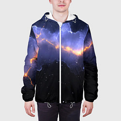 Куртка с капюшоном мужская Молния в фиолетовом небе текстура, цвет: 3D-белый — фото 2