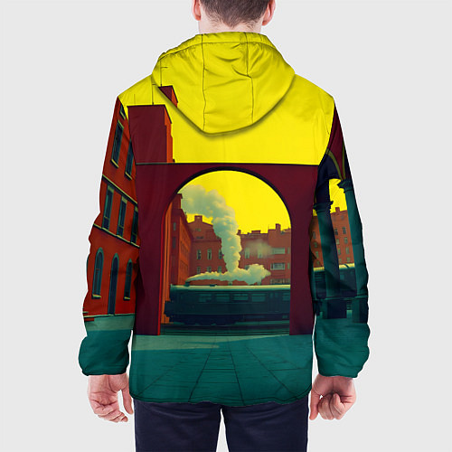 Мужская куртка Арт с поездом / 3D-Белый – фото 4