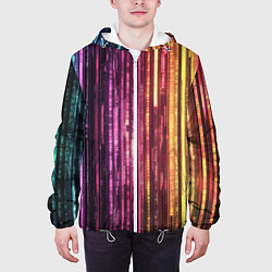 Куртка с капюшоном мужская Неоновый и переливающийся киберпанк узор, цвет: 3D-белый — фото 2