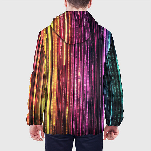 Мужская куртка Неоновый и переливающийся киберпанк узор / 3D-Белый – фото 4