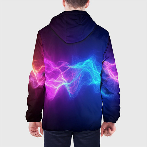 Мужская куртка Звуковая волна неоновый узор / 3D-Белый – фото 4