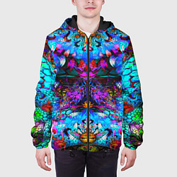 Куртка с капюшоном мужская Абстракция стекло узор, цвет: 3D-черный — фото 2