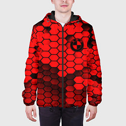 Куртка с капюшоном мужская BMW карбоновая абстракция, цвет: 3D-черный — фото 2