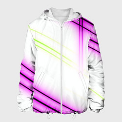 Куртка с капюшоном мужская Green white pink line, цвет: 3D-белый
