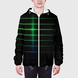 Куртка с капюшоном мужская The line is green and black, цвет: 3D-белый — фото 2