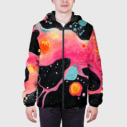 Куртка с капюшоном мужская Розовая текстура в черном, цвет: 3D-черный — фото 2