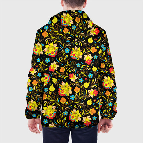 Мужская куртка Хохлома цветы / 3D-Белый – фото 4