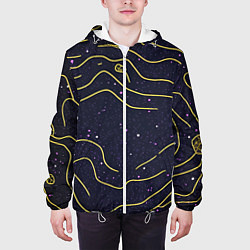 Куртка с капюшоном мужская Абстракция золотых линий текстура, цвет: 3D-белый — фото 2