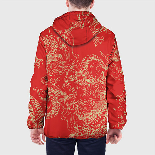 Мужская куртка Золотые драконы на красном / 3D-Белый – фото 4