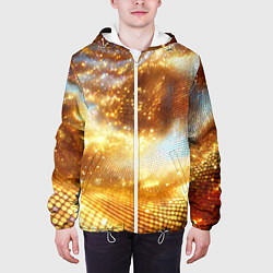 Куртка с капюшоном мужская Блестящая золотая текстура, цвет: 3D-белый — фото 2