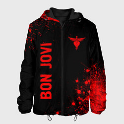 Куртка с капюшоном мужская Bon Jovi - red gradient вертикально, цвет: 3D-черный