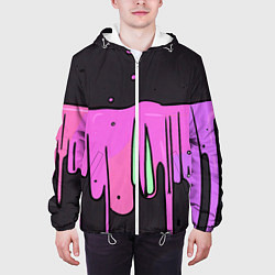 Куртка с капюшоном мужская Фиолетовая текстура на черном фоне, цвет: 3D-белый — фото 2
