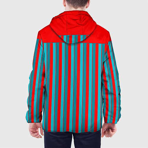 Мужская куртка Красно синий комбинированный узор с полосами / 3D-Белый – фото 4