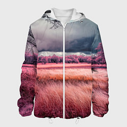 Мужская куртка Поле и деревья пейзаж - инфракрасный стиль
