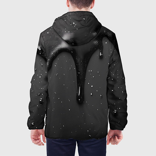Мужская куртка Черная текстура - хром / 3D-Белый – фото 4