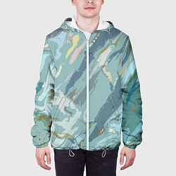 Куртка с капюшоном мужская Холодный голубой абстракция, цвет: 3D-белый — фото 2
