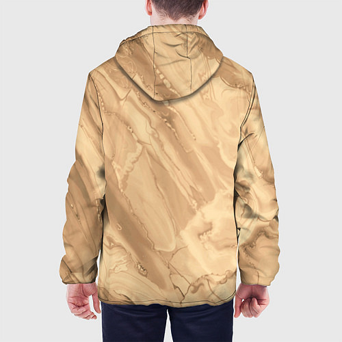 Мужская куртка Бежевая текстура каменная мрамор / 3D-Белый – фото 4
