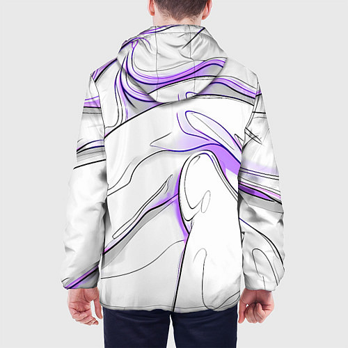 Мужская куртка Черные и фиолетовые линии на белом / 3D-Белый – фото 4