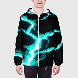 Куртка с капюшоном мужская Color light blue black, цвет: 3D-белый — фото 2
