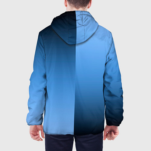 Мужская куртка Градиент сине-голубой пополам / 3D-Белый – фото 4