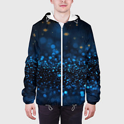 Куртка с капюшоном мужская Боке блестяшки на черном, цвет: 3D-белый — фото 2