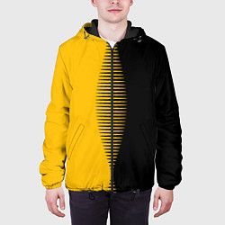 Куртка с капюшоном мужская Чёрно-жёлтый пополам с переходом, цвет: 3D-черный — фото 2