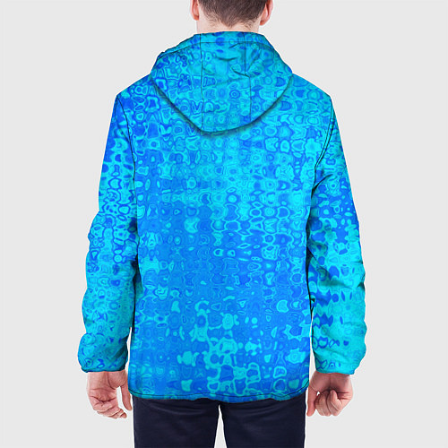 Мужская куртка Голубой неоновый абстрактная текстура / 3D-Белый – фото 4