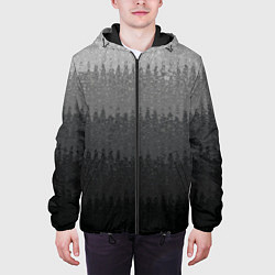 Куртка с капюшоном мужская Градиент полосами тёмно-серый графитовый, цвет: 3D-черный — фото 2