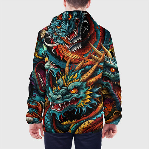 Мужская куртка Татуировка дракона ирезуми / 3D-Белый – фото 4