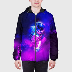 Куртка с капюшоном мужская Космонавт среди облаков, цвет: 3D-черный — фото 2