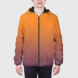Куртка с капюшоном мужская Градиент оранжевый в фиолетовый мелкий ромбик, цвет: 3D-черный — фото 2