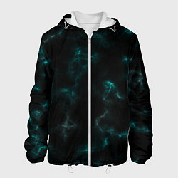 Куртка с капюшоном мужская Color black turquoise, цвет: 3D-белый