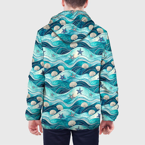 Мужская куртка Летний узор с ракушками и морскими звездами / 3D-Белый – фото 4