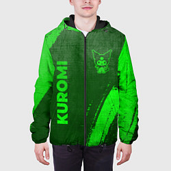 Куртка с капюшоном мужская Kuromi - green gradient вертикально, цвет: 3D-черный — фото 2