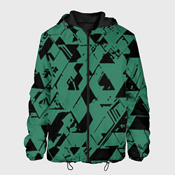 Мужская куртка Зелёный с чёрным абстракция треугольники