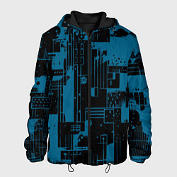 Куртка с капюшоном мужская Чёрно-синий абстракция геомтеричный, цвет: 3D-черный