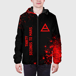 Куртка с капюшоном мужская Thirty Seconds to Mars - red gradient вертикально, цвет: 3D-черный — фото 2