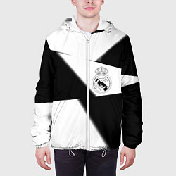 Куртка с капюшоном мужская Real Madrid geometry black, цвет: 3D-белый — фото 2