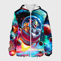 Мужская куртка Том и Джерри летят в ракете - нейроарт