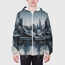 Куртка с капюшоном мужская Небоскребы и скалы, цвет: 3D-белый — фото 2