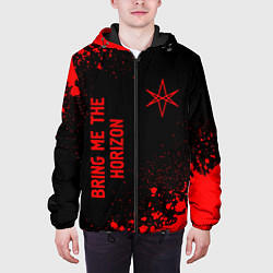 Куртка с капюшоном мужская Bring Me the Horizon - red gradient вертикально, цвет: 3D-черный — фото 2