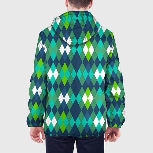 Мужская куртка Разноцветные ромбы геометрия / 3D-Белый – фото 4