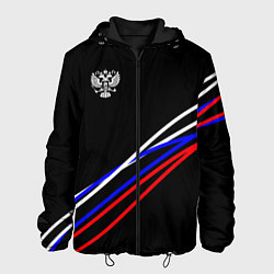 Мужская куртка Герб и полосы цветов флага на чёрном