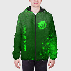 Куртка с капюшоном мужская Gears of War - green gradient вертикально, цвет: 3D-черный — фото 2