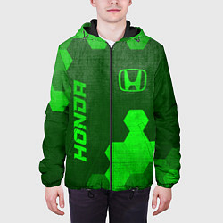 Куртка с капюшоном мужская Honda - green gradient вертикально, цвет: 3D-черный — фото 2