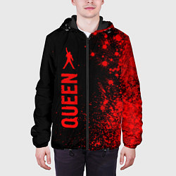 Куртка с капюшоном мужская Queen - red gradient по-вертикали, цвет: 3D-черный — фото 2