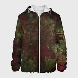 Мужская куртка Абстракция - green fabric soaked in red paint