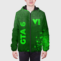 Куртка с капюшоном мужская GTA 6 - green gradient вертикально, цвет: 3D-черный — фото 2